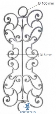 Панель кованая 405х1010 мм из полосы 14х8 мм